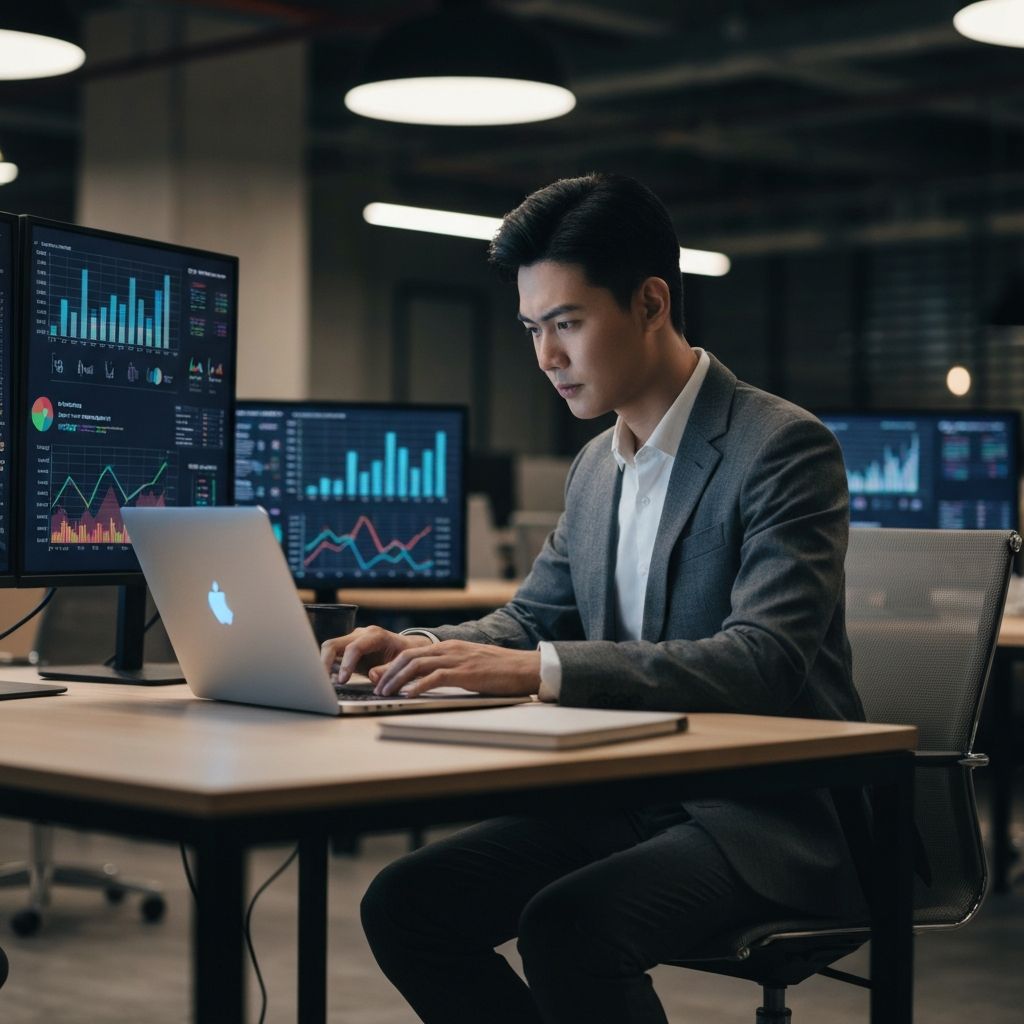 Entrepreneur analyzing performance metrics