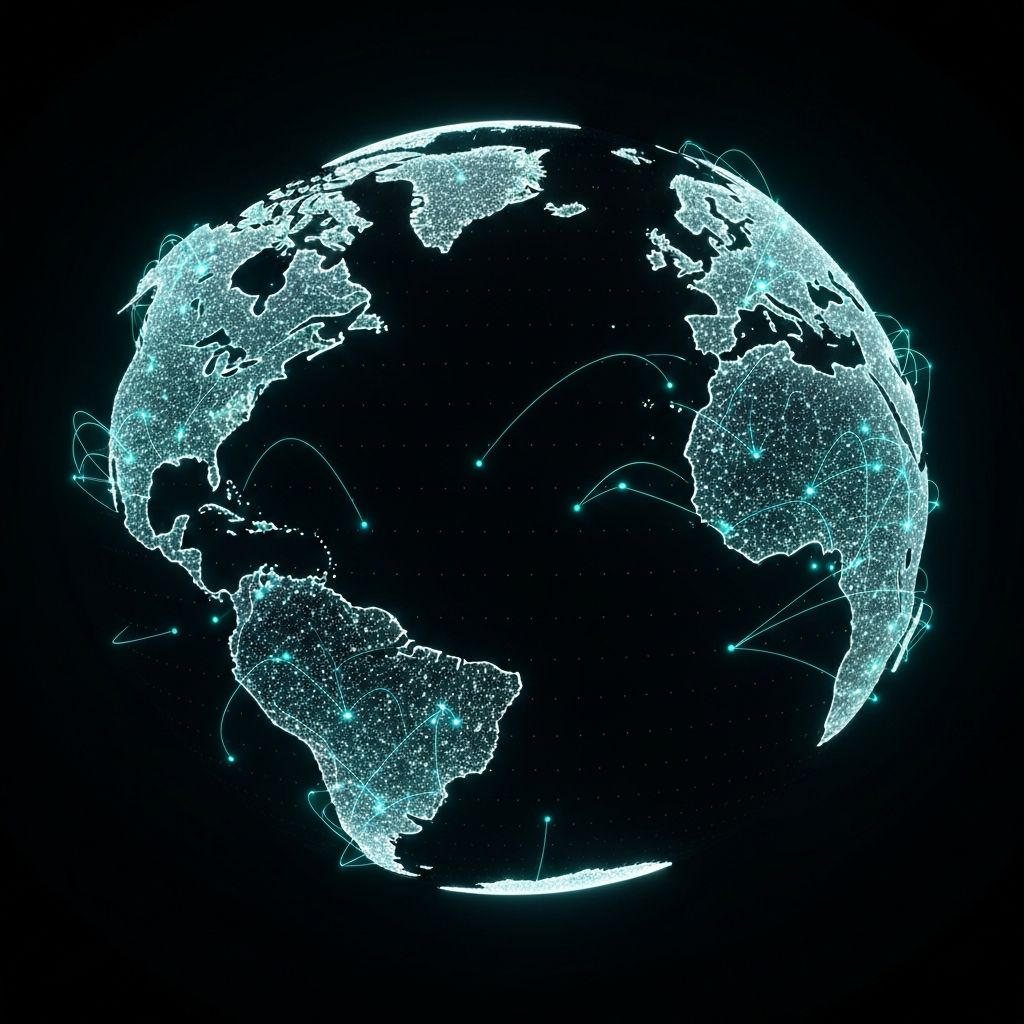 Global digital connections across continents